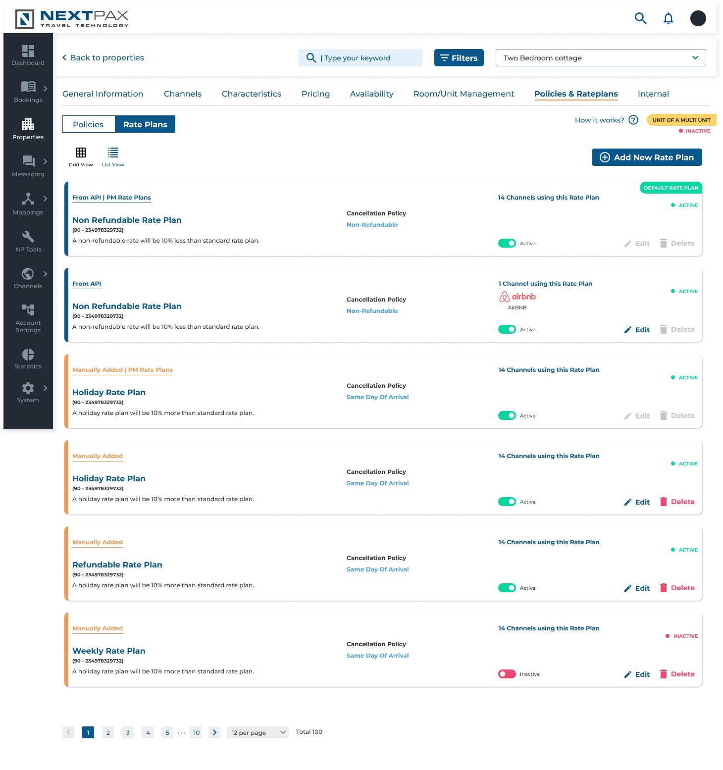 screenshot of NextPax Channel Management System